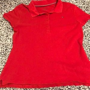 red collar shirt